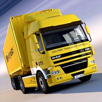 DAF CF85 with semitruck and ISO 45 ft container