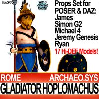 Roman Gladiator Hoplomachus Props Poser Daz