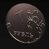 Russian coin 1 rouble 3D model
