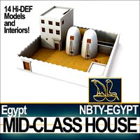 Ancient Egyptian Middle Class Complete House and Set Inter
