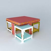 Coffee table and 4 stools ROULOTTE Houses of the world