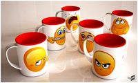 Set of 6 emotive coffee cups 3D Model