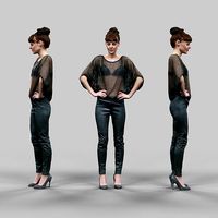 Girl in fishnet top and leather posed