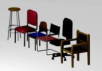 Chairs Set Low Poly