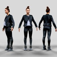 A-Pose girl in leather