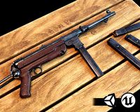 World War II - MP40 Submachine Gun - PBR and Game Ready