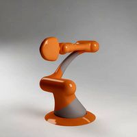 Industrial Robot arm joint orange and gray