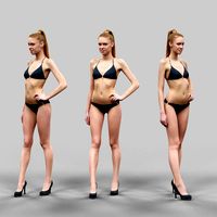 Sexy Girl in Black Bikini And high heels Posing 1