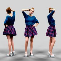 Sexy Girl with Long Legs Skirt Heels and Top