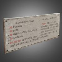 Laundromat Rules Sign - PBR Game Ready