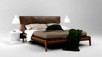 Ipanema bed with Karman ceramic lamp and Aero bedside table