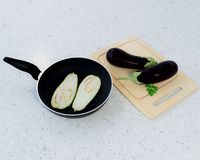 Eggplant in a frying pan