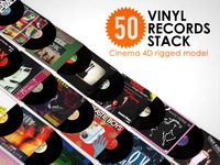 50 Vinyl Records Stack rigged