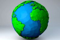 Crystallised Low Poly Cartoon Earth