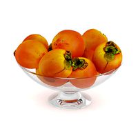 Persimmon Fruits in Glass Bowl