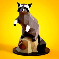 Low poly Racoon figurine