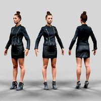 A Pose girl in leather skirt