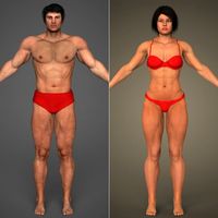 Realistic Bodybuilder Male Female 3D Model