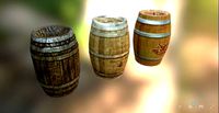 Set of 3 low poly barrels