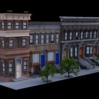 Brownstone Street Scene 1 for DAZ Studio