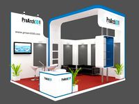 Exhibition stall 3d model 5 mtr x 4 mtr 2 sides open