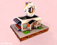 Cartoon Donut City Cafe