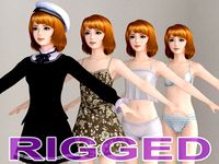 T pose rigged model of Lolita with various outfit