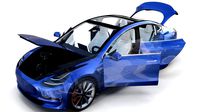 Tesla Model 3 with interior and chassis