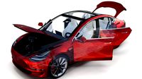 Tesla Model 3 Red with interior and chassis