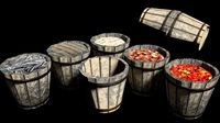 Wooden Bucket Food Grains Fish Vegetables
