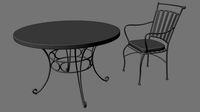 Low poly table and chair