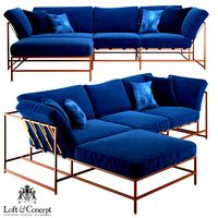 Corner sofa Indigo Denim and copper Sectional