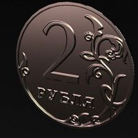 Russian coin 2 roubles 3D model