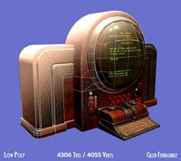 Vintage retro futuristic computer low poly