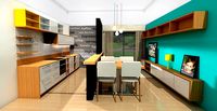 kitchen and living room modern retro chick style