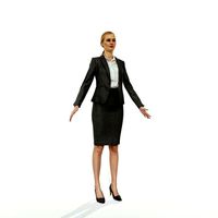 Business woman in a grey skirt suit