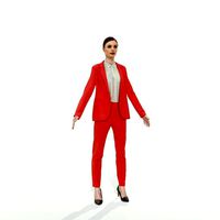 Brunette business woman in a red suit