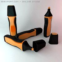 Highlighter Marker Orange 3 3D Model