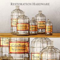 19TH C CAGED APOTHECARY BOTTLE COLLECTION