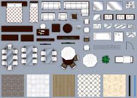 2d furniture floorplan top-down view style-2 PSD
