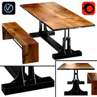 Post Industrial table and bench2