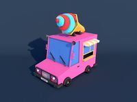 Low Poly Ice Cream Car
