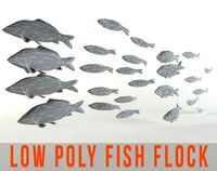 Fish Flock Lowpoly Sealife Bass Pollad Plaice Pouting Fishes