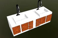 Large sink for bathroom with double tubs