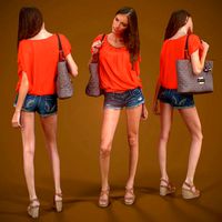 Girl Walking handbag and shorts