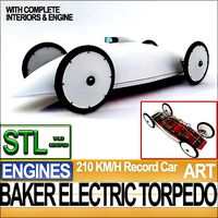 Record Car Baker Electric Torpedo 1902 STL Printable | 3D