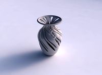 Vase slim wide tip with smooth cuts twisted and squeezed | 3D
