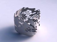 Vase quadratic stumpy with twisted organic skin with holes | 3D