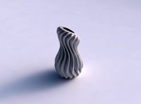 Vase slim wavy squeezed mid with extruded lines squeezed with streched top corner | 3D
