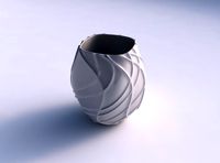 Vase low bulky helix with wavy sparse extruded lines | 3D